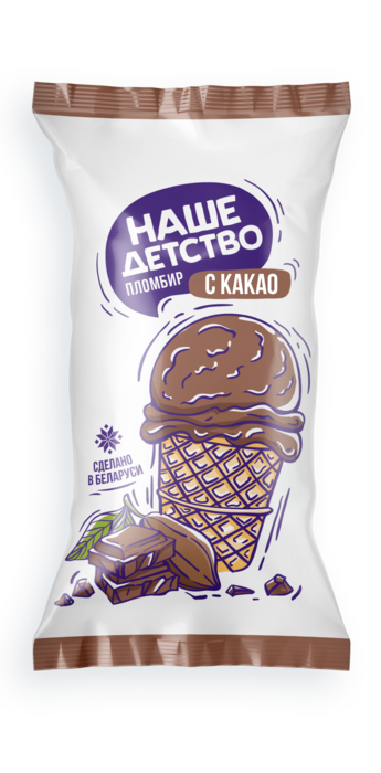 Мороженое пломбир с какао в вафельном стаканчике, 70гр.