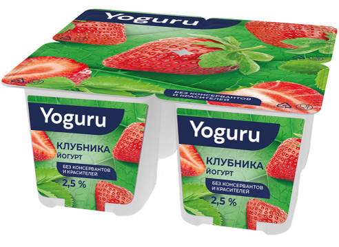 Йогурт 2,5% 125 г с наполнителем "Клубника"