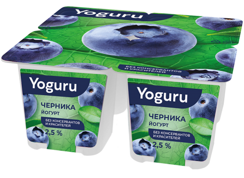 Йогурт 2,5% 125 г с наполнителем "Черника"