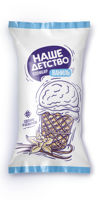 Мороженое пломбир с ароматом ванилина в вафельном стаканчике, 70гр.